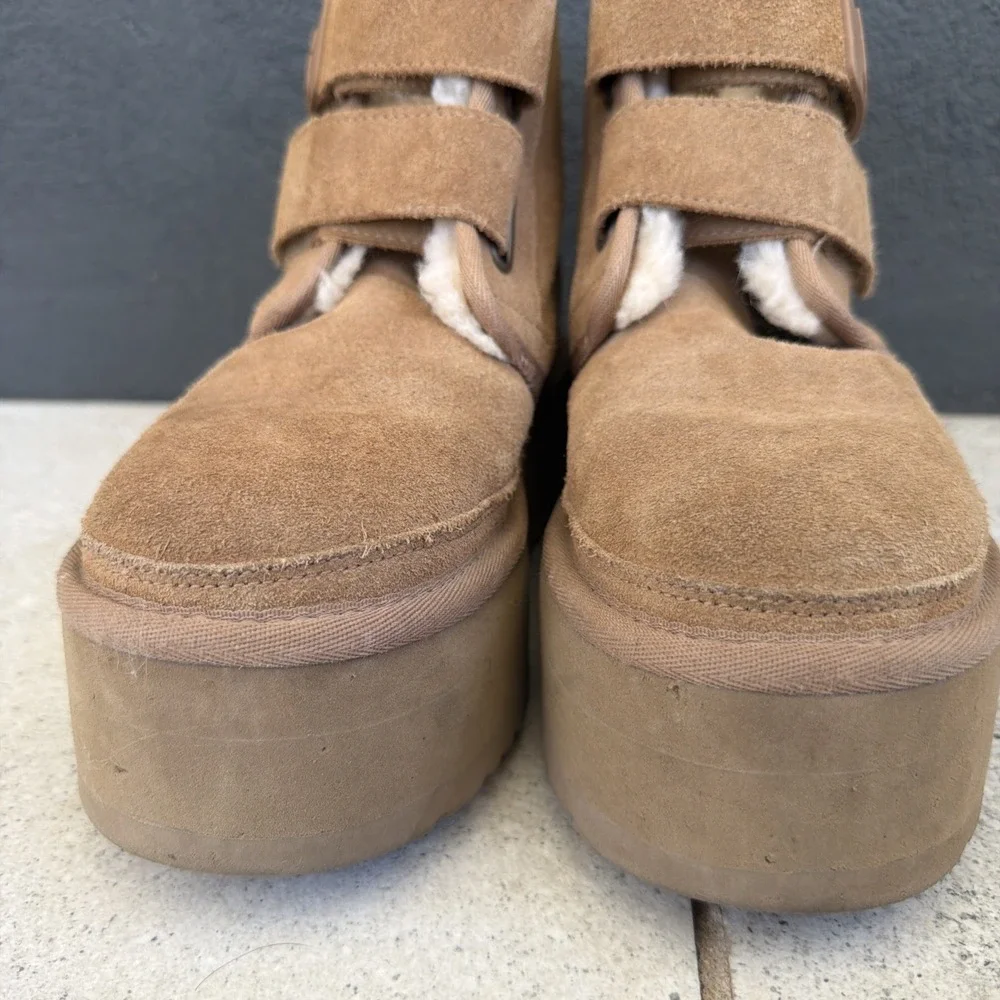 UGG NEUMEL PLATFORM DOUBLE STRAP WOMEN BOOTS SUEDE CHESTNUT US 5 UK